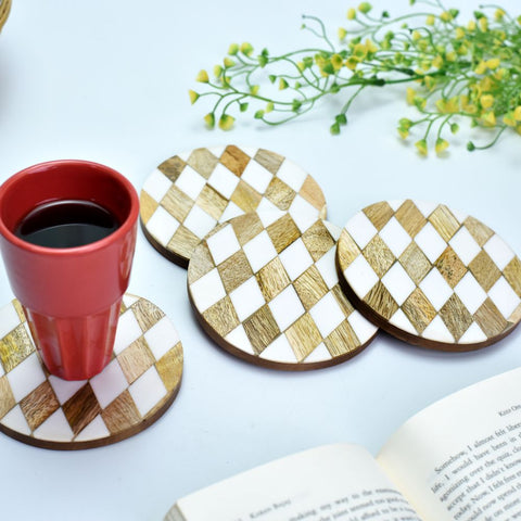 Handmade Bone Inlay Tea Coaster Furniture
