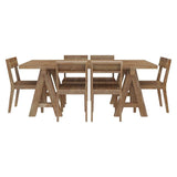 Handmade Rustic Solid Reclaimed Wooden Dining Table and Chair Set