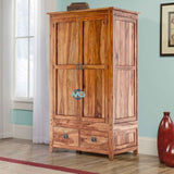 Handmade Delaware Farmhouse Solid Wood Wardrobe Almirah With Drawers Furniture