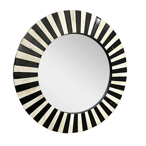 Handmade Bone Inlay Modern Design Round Mirror Frame