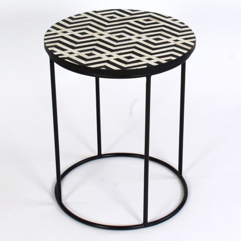 Handmade Bone Inlay End Table Furniture