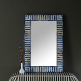 Handmade Blue Bone Inlay Stripe Pattern Mirror Frame