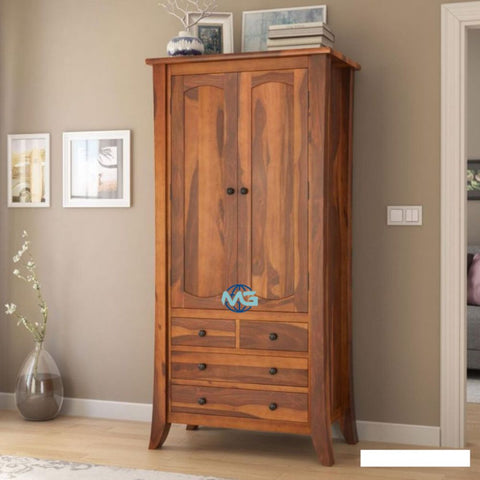 Handmade Georgia Modern Solid Wood Wardrobe Clothing Almirah Closet with 4 Drawers Furniture