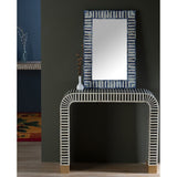 Handmade Blue Bone Inlay Stripe Pattern Mirror Frame