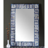 Handmade Blue Bone Inlay Stripe Pattern Mirror Frame