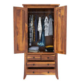 Handmade Georgia Modern Solid Wood Wardrobe Clothing Almirah Closet with 4 Drawers Furniture