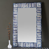 Handmade Blue Bone Inlay Stripe Pattern Mirror Frame