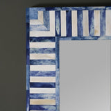 Handmade Blue Bone Inlay Stripe Pattern Mirror Frame