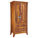 Handmade Georgia Modern Solid Wood Wardrobe Clothing Almirah Closet with 4 Drawers Furniture