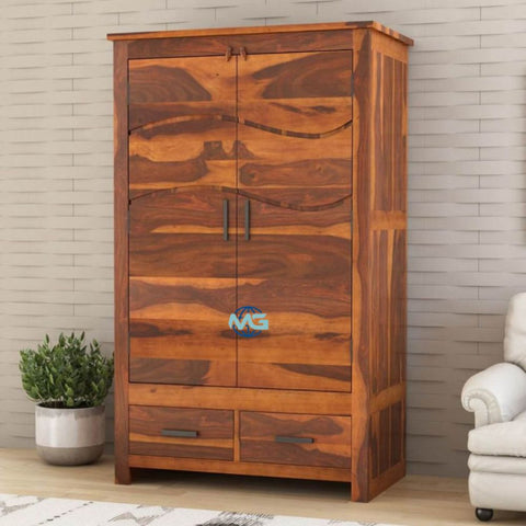 Handmade Santa Barbara Solid Wood Large Bedroom Almirah Wardrobe With Drawers Furniture