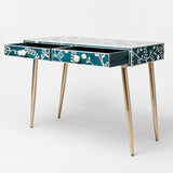 Lohko Blue Floral Inlay Desk & Dressing Table