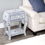 Handmade Blue Bone Inlay Bedside Furniture