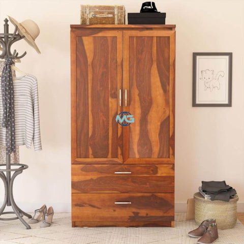 Handmade Caspian Modern Solid Wood Wardrobe Clothing Almirah With Shelves Furniture