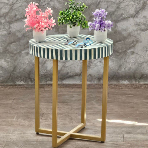 Handmade Bone Inlay End Table Furniture