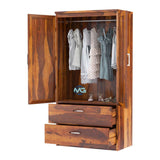 Handmade Caspian Modern Solid Wood Wardrobe Clothing Almirah With Shelves Furniture