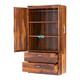 Handmade Caspian Modern Solid Wood Wardrobe Clothing Almirah With Shelves Furniture