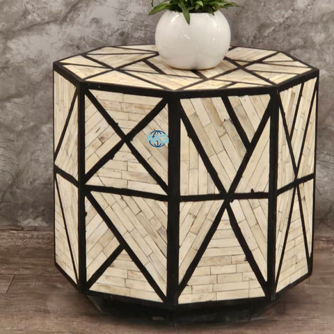 Handmade Bone Inlay End Table Furniture