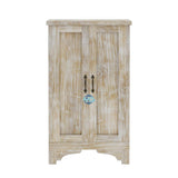 Handmade Gothic Country Distressed White Solid Wood 2 Door Jewlery Almirah Furniture