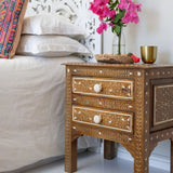 Handmade Bone Inlay Teak wood Bedside Furniture