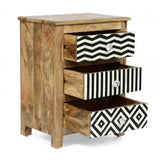 Handmade Bone Inlay Wood Bedside Furniture