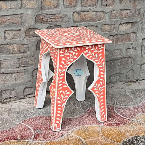 Handmade Bone Inlay End Table Furniture