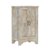 Handmade Gothic Country Distressed White Solid Wood 2 Door Jewlery Almirah Furniture