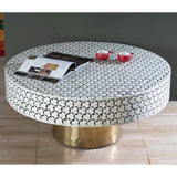 Handmade Bone Inlay Targua Round Coffee Table