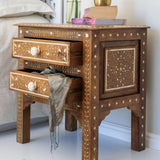 Handmade Bone Inlay Teak wood Bedside Furniture