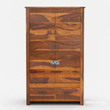 Handmade Santa Barbara Solid Wood Large Bedroom Almirah Wardrobe With Drawers Furniture