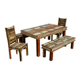Handmade Reclaimed Wooden Dining Table and Chair Set
