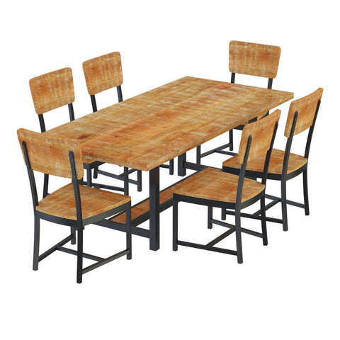 Handmade Rustic Solid Reclaimed Wooden Dining Table and Chair Set