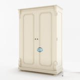 Handmade Otranto Mahogany Wood Large White Almirah Wardrobe Furniture