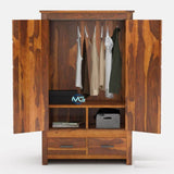 Handmade Santa Barbara Solid Wood Large Bedroom Almirah Wardrobe With Drawers Furniture