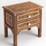 Handmade Bone Inlay Teak wood Bedside Furniture