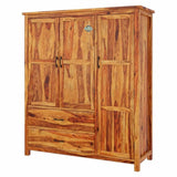 Handmade Sheffield Farmhouse Solid Wood Large Bedroom Wardrobe Almirah With Drawer Furniture