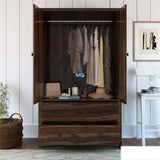 Handmade Bozeman Rustic Solid Wood Wardrobe Large Almirah With Drawers Furniture