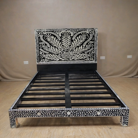 Handmade Bone Inlay Bed & Headboard Furniture