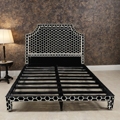 Handmade Bone Inlay Bed & Headboard Furniture