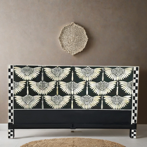 Handmade Bone Inlay Bed & Headboard Furniture