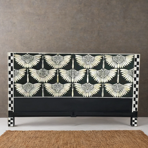 Handmade Bone Inlay Bed & Headboard Furniture