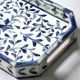 Handmade Blue Bone Inlay Serving Tray Furniture